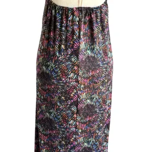Black Multicolor Halter Maxi Dress with Abstract Burst Print thumbnail 6