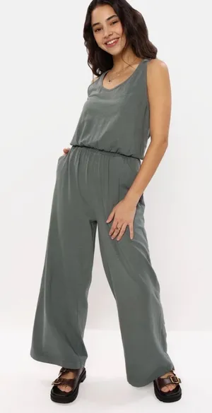 Aerie | Women's Olive Green Smocked Racerback Jogger Jumpsuit, Size XS thumbnail 1