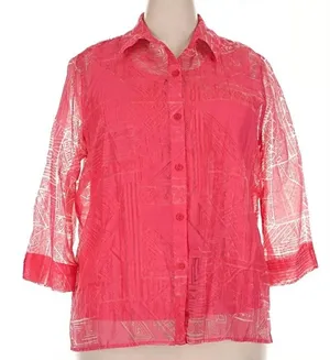 ALFRED DUNNER 2 pc button up 3/4 sleeve semi sheer, matching tank top size 16 thumbnail 1