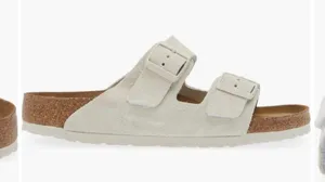 Birkenstock Arizona Soft Slide Sandal Antique White Suede thumbnail 3