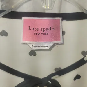 Kate Spade Perfect Heart Romantic Dress Size L Tie Keyhole Neck Black Cream NWOT thumbnail 3