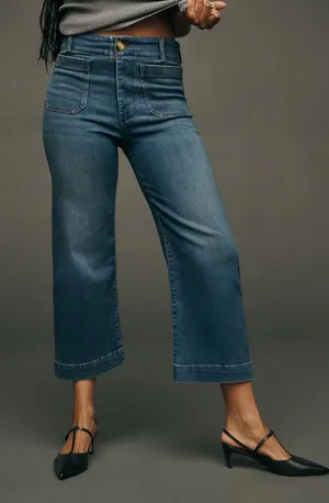 Maeve The Colette High Rise Wide Leg Crop Denim Jeans Size 29 Patch Pockets thumbnail 1