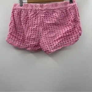 Lilly‎ Pulitzer for Target Pink Eyelet Pom Pom Hem Mid Rise Pull-On Shorts Sz M thumbnail 2
