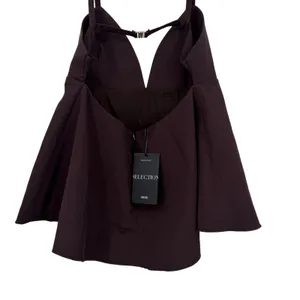 Mango MNG Selection Brown Deep V-Neck Peplum Camisole NWT Size L‎ Contemporary thumbnail 4