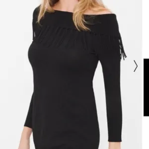 White House Black Market Metallic Fringe Off Shoulder Sweater Dress Large thumbnail 14