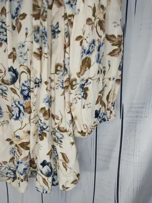 American Eagle Outfitters Floral Boho Peasant V-Neck Lace Trim Flowy Blouse thumbnail 7