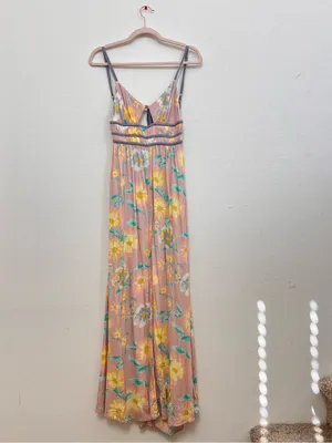 Free People Wisteria Maxi Dress Small Pink Floral Sleeveless Boho Romantic thumbnail 3