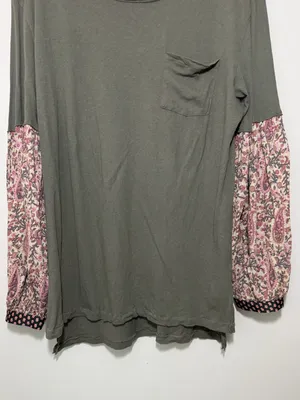Free People Jade Long Sleeve Tee Mixed Print Sleeves thumbnail 3