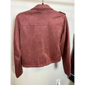 LC Lauren Conrad Womens Faux Suede Moto Jacket Burgundy‎ Asymmetrical Zip Small thumbnail 6