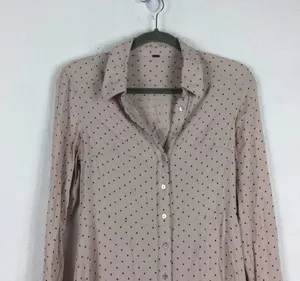 Free People Tunic Dress This Town Buttondown Dress Pink Polka Dot Small thumbnail 4