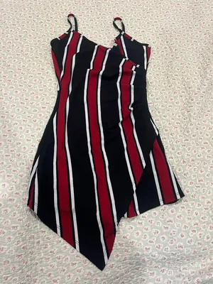 Black & Red Striped Spaghetti Strap romper thumbnail 1