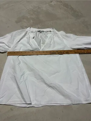 Madewell cotton White Tie-Sleeve Women's Top medium thumbnail 6
