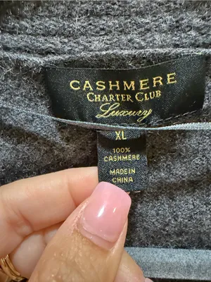 Charter Club 100% Cashmere Open Front Cardigan Sweater Gray Charcoal XL thumbnail 3