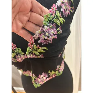 Black Floral Embroidered Mesh Bralette thumbnail 2