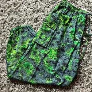 Baggy Trippy Hippie Mushroom Tie Dye Elastic Waist Pants - One Size thumbnail 2