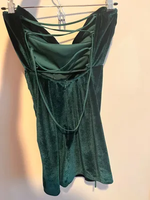 Lucy In the Sky Strapless Velvet Sequin Green Mini Dress thumbnail 3