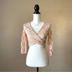 JASMINE | Pink Lace Crop Top Sz M thumbnail 2