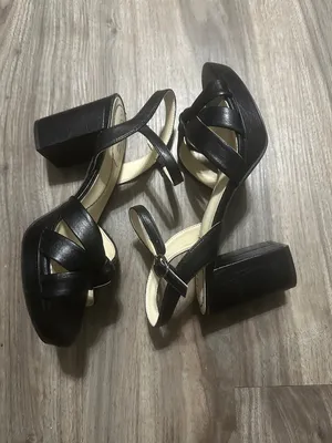 Black Knotted Leather Platform Block-Heel Sandals - Women's thumbnail 9