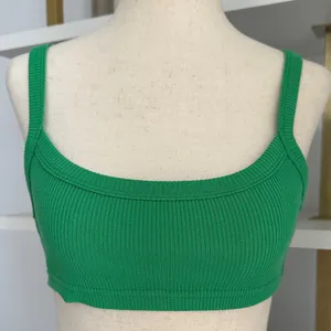 Emerald Ribbed Bralette Green thumbnail 1