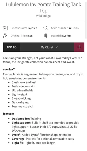Lululemon Invigorate Training Tank Top Wild Indigo 8 thumbnail 9