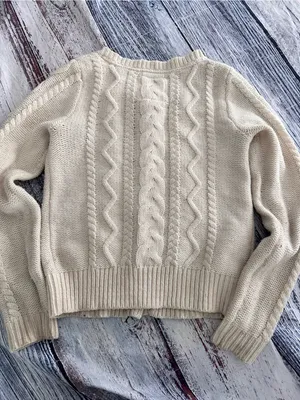 Vintage Y2K Aerie Cream Cable-Knit Button Wool Blend Cardigan Sweater thumbnail 4