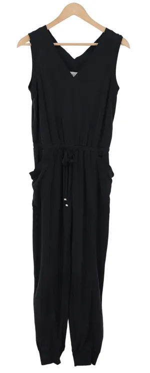 Lou & Grey Jumpsuit Womens S Jogger Black Sleeveless V-Neck Drawstring Excellent thumbnail 1