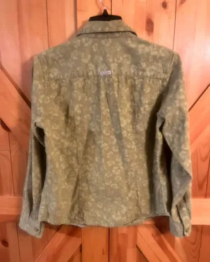 Columbia Sportswear Corduroy Button Up Shirt Olive Floral Size Med thumbnail 2