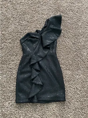 DO+BE Black sequin ruffle one shoulder mini dress thumbnail 1