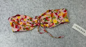 PacSun Swim Eco Pink Tropical Fruit Print Bandeau Bikini Top Small NWT 0385-066‎ thumbnail 1