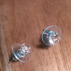 Simulated Champagne Diamond Stainless Steel Solitaire Stud Earrings thumbnail 7