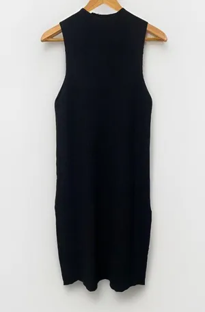 Anthropologie Black Slim Ribbed MIDI dress M thumbnail 3