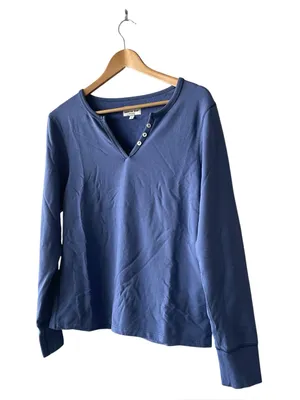 American Giant Blue Long Sleeve V-Notch Top Small thumbnail 2