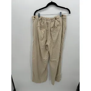 Banana Republic‎ Beige Tencel Wide Leg Pants High Rise Elastic Back Womens Large thumbnail 2