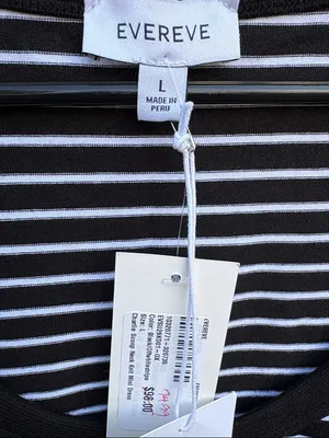 NWT EVEREVE CHARLIE Scoop Neck Pima Cotton Dress Stripe Large Retail $98.00 thumbnail 3