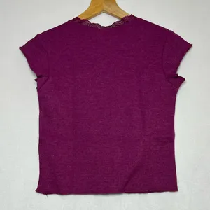 Delia’s x Dolls Kill Purple Baby Tee Lace Trim Coquette Y2K Top Sz M NEW thumbnail 4