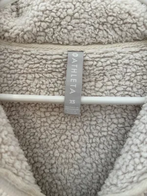 Athleta Ivory Sherpa Quarter Zip Hoodie XS thumbnail 4