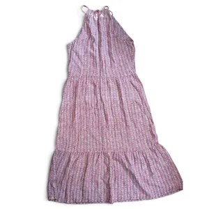 Universal Thread Womens Red Pink Striped Linen Blend Halter Tiered‎ Midi Dress S thumbnail 4