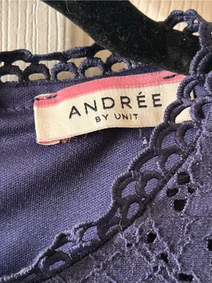 Andree by Unit Navy Cottage Eyelet Mini Dress Med Indie Cotton Blend Boho-Chic thumbnail 10