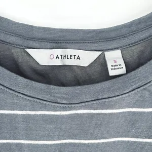 Athleta‎ Ruched Carefree Tee Dress Gray White Stripe Small thumbnail 6