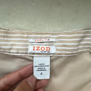 Izod XFG Cool‎ FX Tan White Seersucker Striped Golf Skort Mini Skirt Womens 2 thumbnail 5