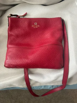 Kate Spade New York Red Pebbled Leather Crossbody Purse thumbnail 1