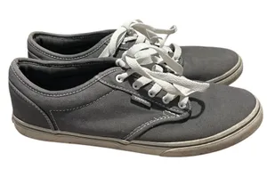 Vans‎ Women's 8 Grey Canvas Sneaker Slim Gym Shoe Skater Casual Comfortable thumbnail 1