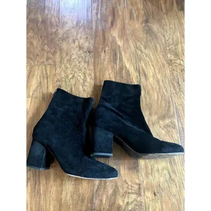 FREE PEOPLE Cecile Suede Block Heel Boot Size 38 8 Black LEATHER FESTIVAL BOHO thumbnail 2