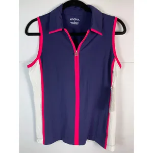 KINONA Golf Top Women S Navy Pink White Sleeveless 1/4 Zip Colorblock NWT thumbnail 2