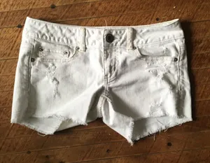 American Eagle cut off white shortie shorts thumbnail 1