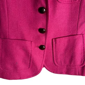 J.Crew Wool Black Jacket Blazer Robert Noble Scottish Cloth Hot Pink Sz 0 thumbnail 4