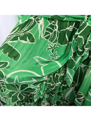 Farm Rio Anthropologie Green One Shoulder Maxi Dress L thumbnail 7