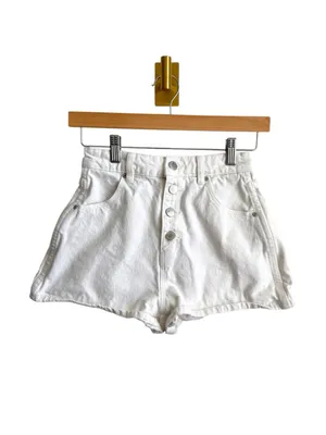 Rolla's Dusters High Rise Slim White Denim Shorts Button Fly Size 25 thumbnail 4