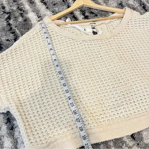 Free People | Lace Up Back Oversized Waffle Knit Sweater Ivory Small thumbnail 9