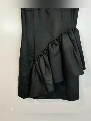 KEEPSAKE Black Sleeveless Asymetrical Ruffle Tulle Mini Party Dress Size XS thumbnail 3